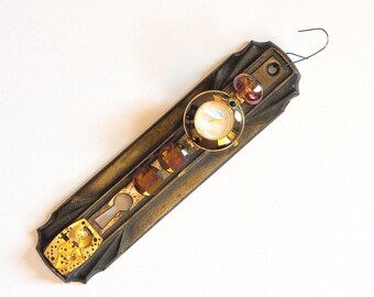 Decorative Orange & Brass Door Plate Wall Hanging / Unique Christmas Decoration / Ornament