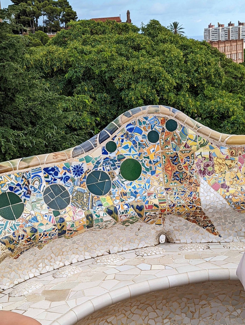Park Guell, Barcelona, Spain designed by Gaudi Color Travel Photograph image 1
