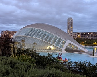 Hemisferic building in Valencia, Spain designed by Calatrava - Color Travel Photograph