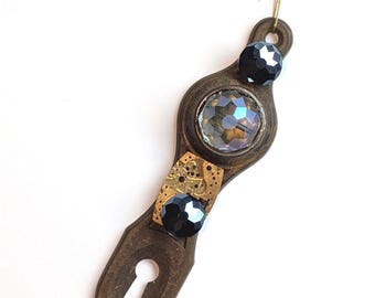 Decorative Dark Blue & Brass Door Plate Wall Hanging / Unique Christmas Decoration / Ornament