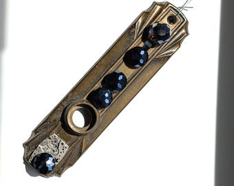 Decorative Dark Blue & Bronze Door Plate Wall Hanging / Unique Christmas Decoration / Ornament
