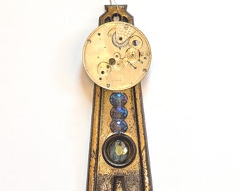 Decorative Blue & Bronze Door Plate Wall Hanging / Unique Christmas Decoration / Ornament Upcycled