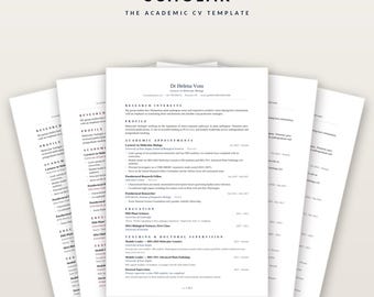 Academic CV Template Word, 2-Page Researcher Resume (Digital Download)