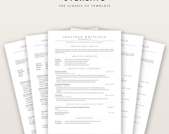 Classic CV Template Word, Professional Finance Accounting Law CV (Instant Download)