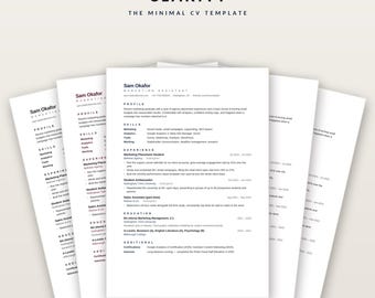 Minimalist CV Template, ATS Friendly Resume, Graduate Word Document (A4/US Letter)