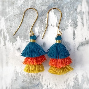 Long tassel earrings dangle earrings tassel boho earrings long earrings gift idea