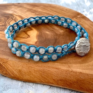 Labradorite bracelet boho wrap bracelet boho jewelry gift for her macrame bracelet