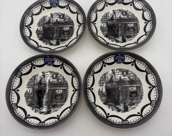 ROYAL STAFFORD Witch Cauldron HALLOWEEN Set of 4 Cereal salad soup Bowls Haunted Home New Dinner Party Goth Wedding Witches Spell