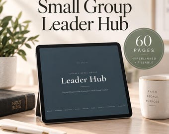 Church Small Group Leader Planner | Bible Study & Prayer Organizer | Ministry Leader Hub | Hyperlinked Fillable Digital PDF