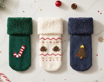 Baby Christmas Socks Gift Set, 3 Pairs Non Slip Baby Socks, Cotton Infant Holiday Socks, Baby Shower Gift, Christmas Baby Gift, Unique Gift
