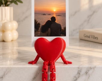 Heart Photo Holder with Articulated Legs, Picture Display Stand, Instax Photo Stand, Polaroid Photo Holder, Valentines Gift