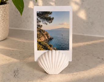 Seashell Photo Holder, Photo Display Stand, Instax Photo Stand, Polaroid Picture Holder, Mini Photo Frame, Coastal Decor, Photo Display