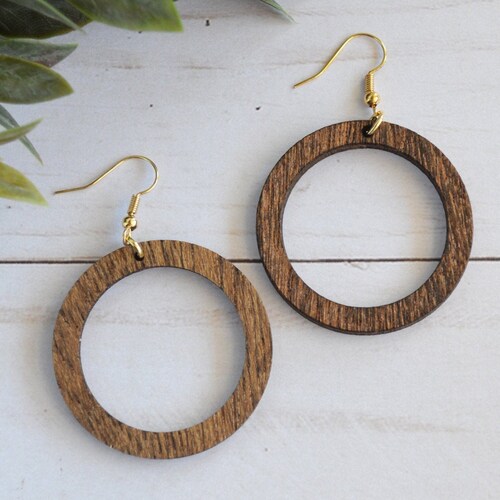 Wood Hoop Earrings Cherry Laser Cut Earrings Cherry Wood Hoops Etsy