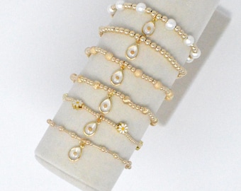 Real Mustard Seed Charm Stretch Bracelet with Gold Filled Beads, Various styles & sizes, Christian Faith Encouragement Gift Idea for her