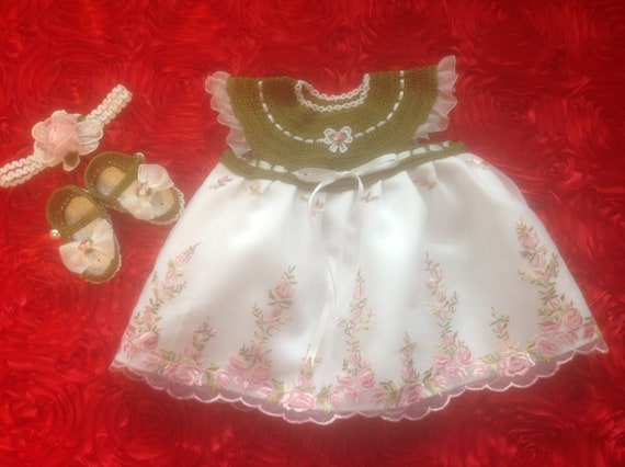 olive green baby girl dress