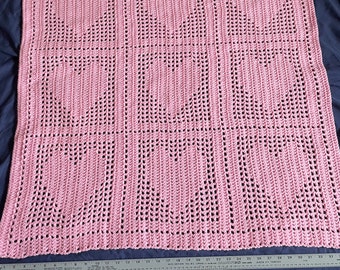 Baby Crochet Blanket - Pink Hearts