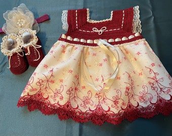 Set vestito per neonata - Vino e panna