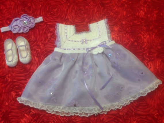 Newborn Baby Girl Dress Set Lilac & White | Etsy