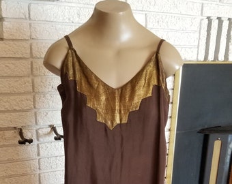 Papell Boutique Silk Evening Gown, Brown/bronze, Midi Length, Fringe Hem,  Flapper, Evening Dress, Sleeveless, Deep V-neck, Women's Size 8 - Etsy