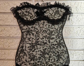 NEW!! OooLaLa Black Lacy Corset Lingerie Bag! Pin Up Style!!