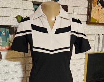 NEW!! Retro Black and White Waitress Style Pull Over Dress! Size 8/10