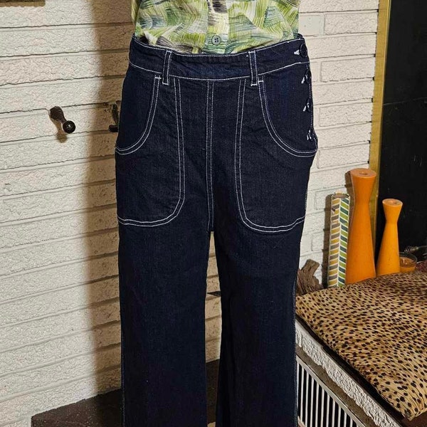 NEW!! Retro Denim Button Side Pettle Pushers! Stretchy Cute! Sz 10/12