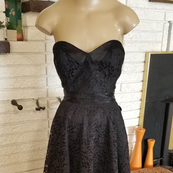 1950s Black Lace Dress - Etsy