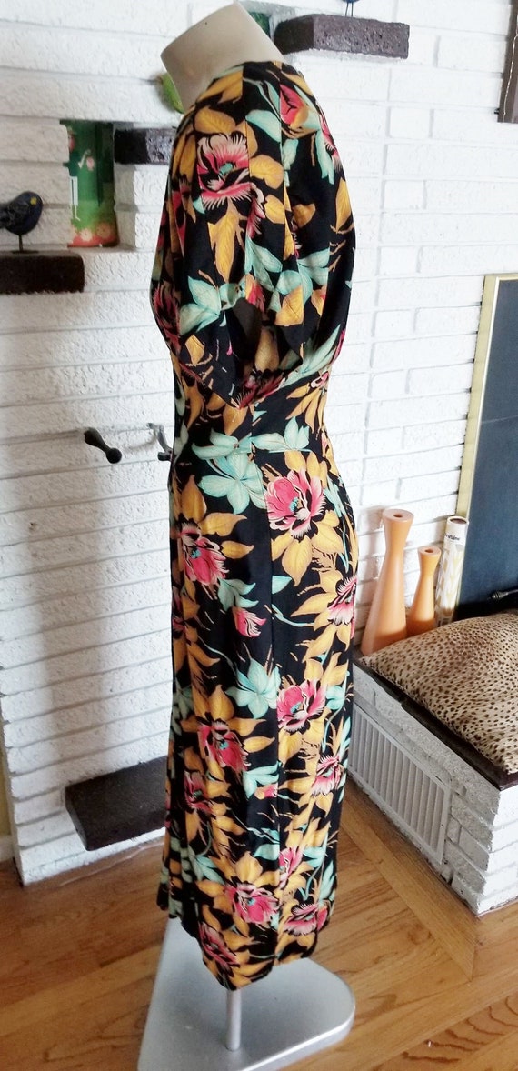 Retro Rayon Tropical Party Gown!! size 14 - image 4