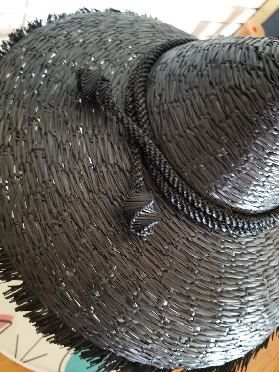 NEW!! 1950's Black Raffia Weave Summer/Fall Hat! … - image 4