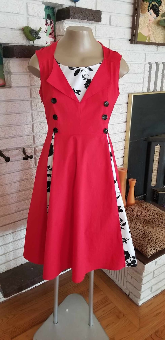 NEW!! Retro 1950's Red Swing Dress! Party Time! Sz