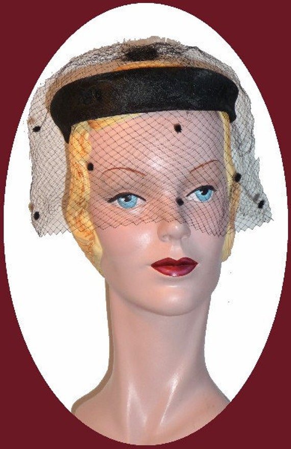 1950's Black Cocktail Hat!!
