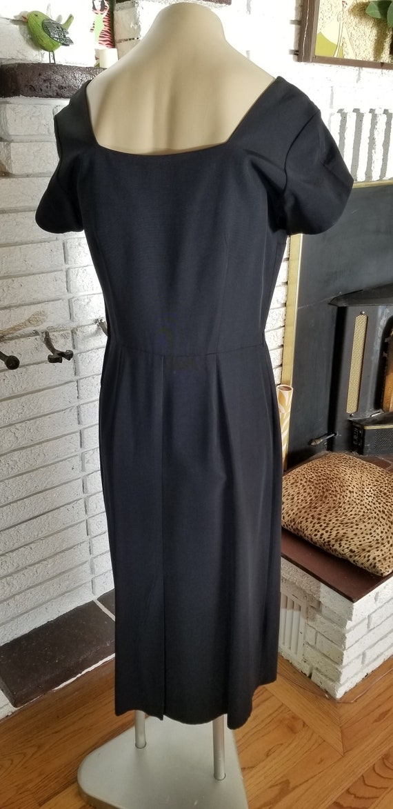 1950s Black Rayon File Dinner Dress!! Size 12/14 - image 5