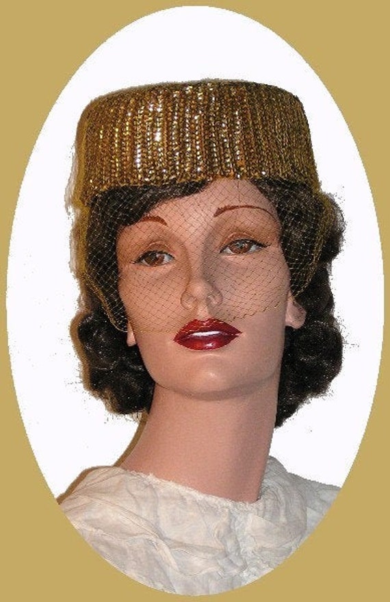 1960's Gold Sequin Formal Hat!!