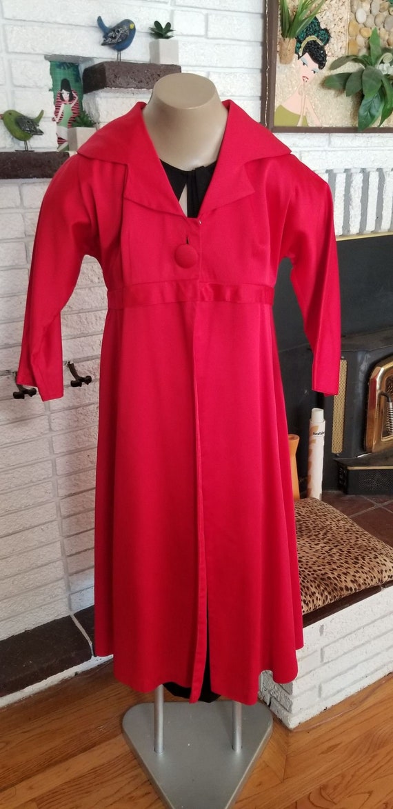 1950's Red Silk Satin Evening Coat! Size Small/6-8