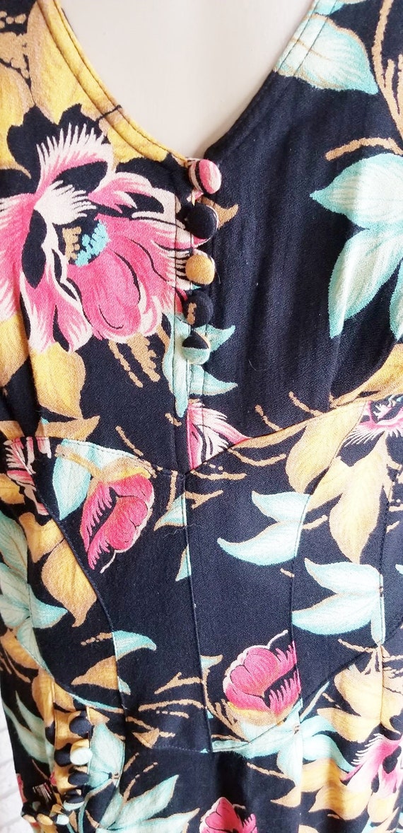 Retro Rayon Tropical Party Gown!! size 14 - image 3