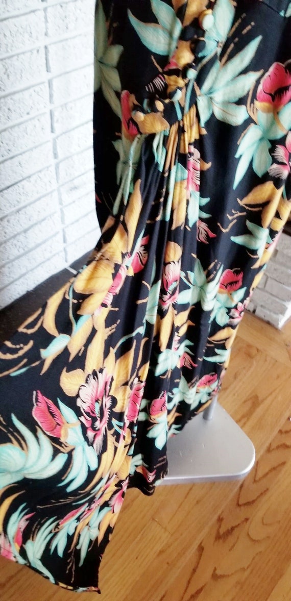 Retro Rayon Tropical Party Gown!! size 14 - image 8