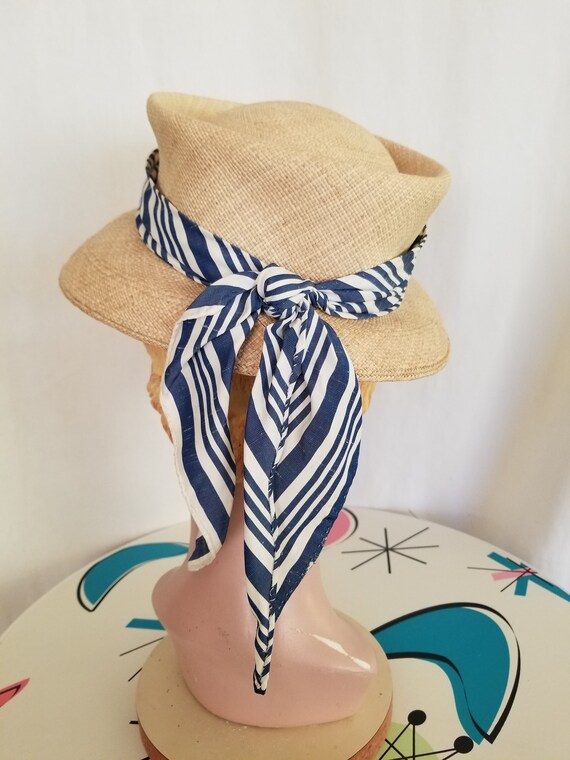 1950's Tan Straw Weave Panaire Summer Hat! - image 4