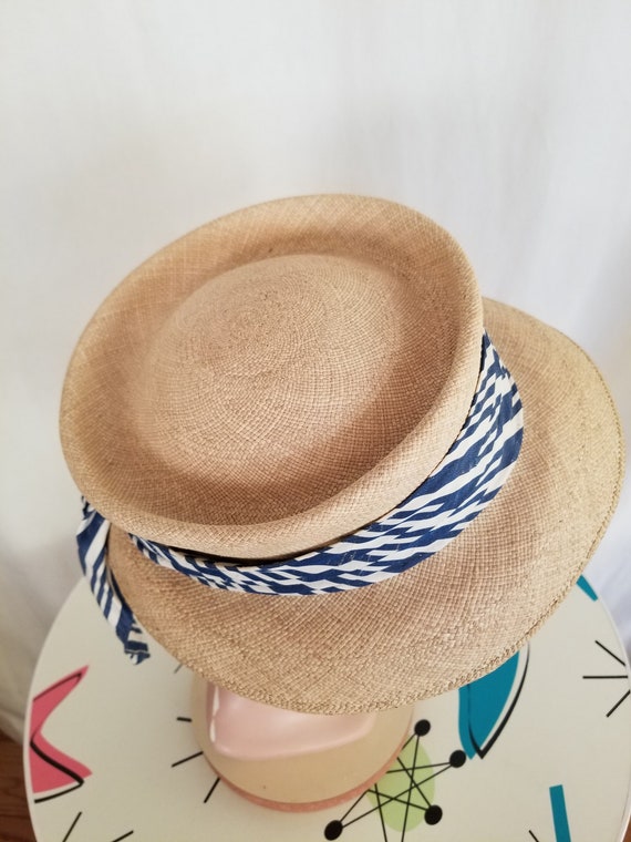 1950's Tan Straw Weave Panaire Summer Hat! - image 6