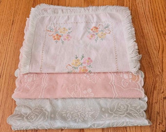 NEW!! Lot of 3 1950's Table Dresser Runners. Cotton, Organza and Satin.