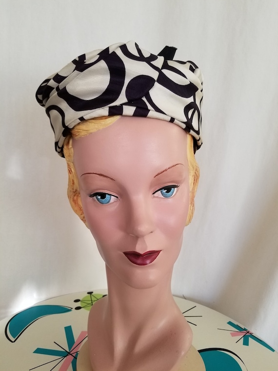 1950's Silk Taffeta Dress Pill Box Hat!! "Hattie … - image 1