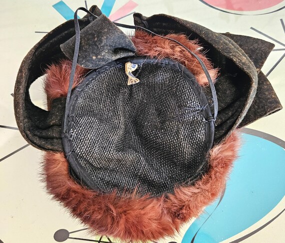 1940s Felt Hat With Bow and Mink Fur , Size 22 - Etsy