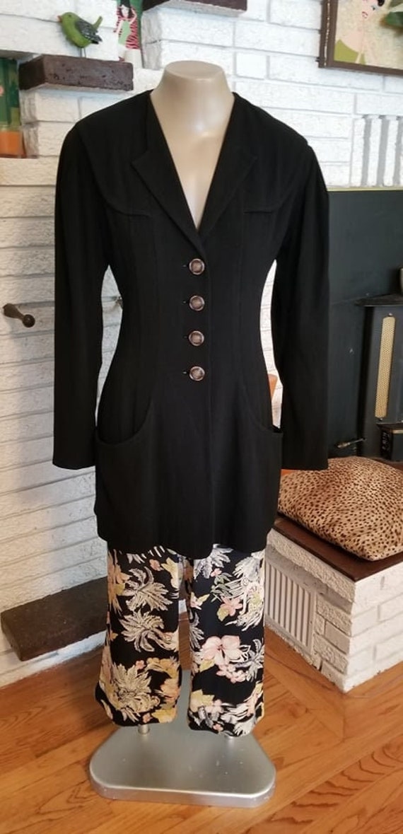 1940's Style Tailored Black Wool Ladies Waist Jack