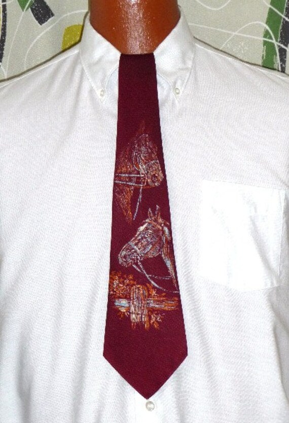 1940's Tie!! Hand Painted Horse Head!!