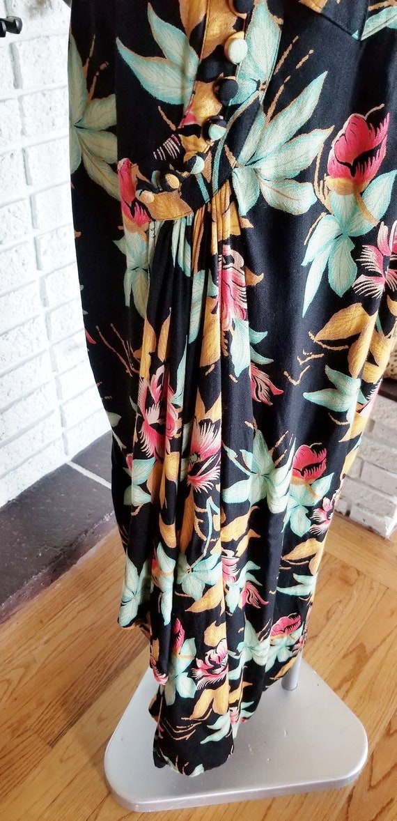 Retro Rayon Tropical Party Gown!! size 14 - image 6