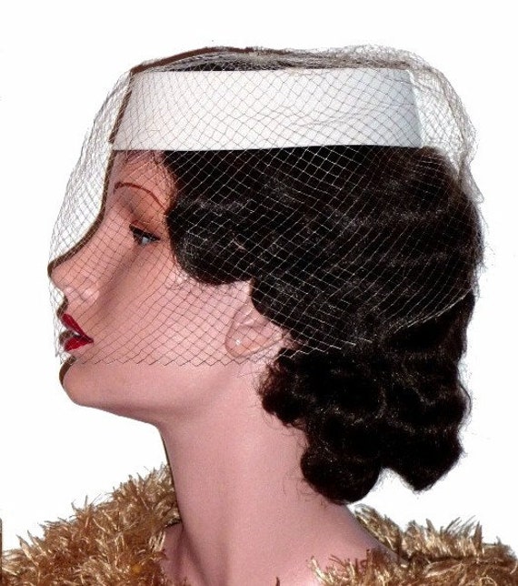 1950's Ivory Wedding/Formal Netted Wreath Hat!! - image 3