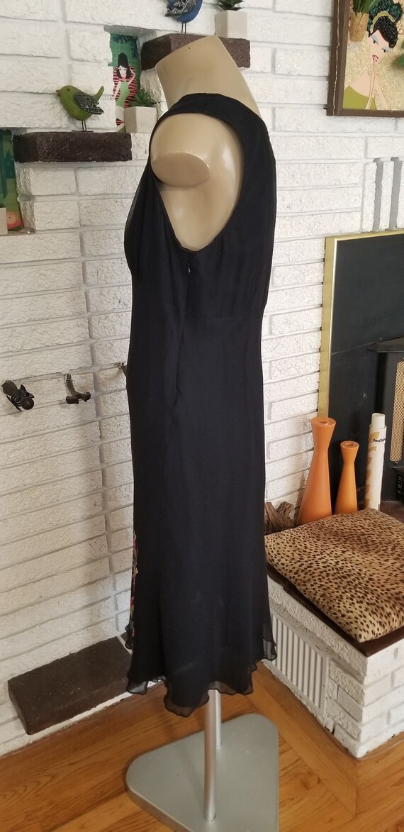 Retro 1930's Black Crepe' Party Dress! Size 12 - image 4