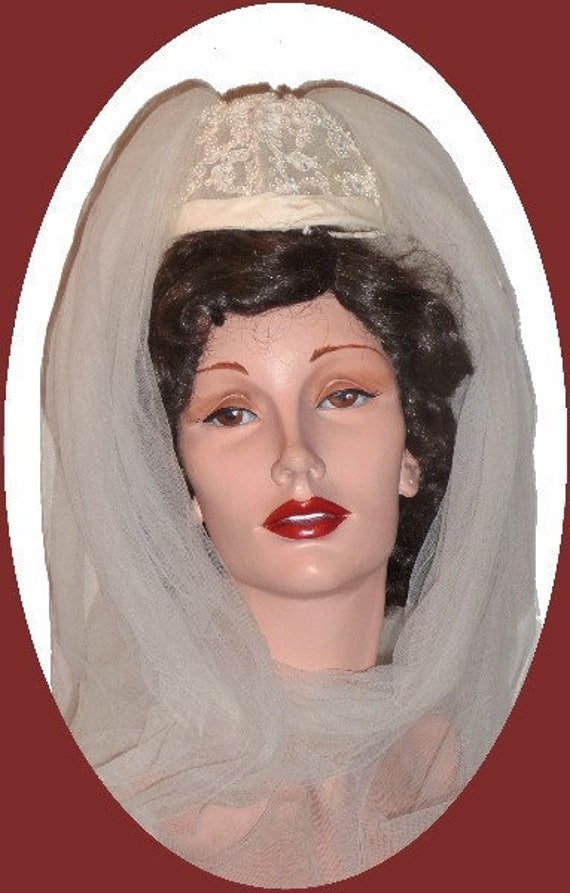 1960's Bun Cap Wedding Veil with Double Netting!!