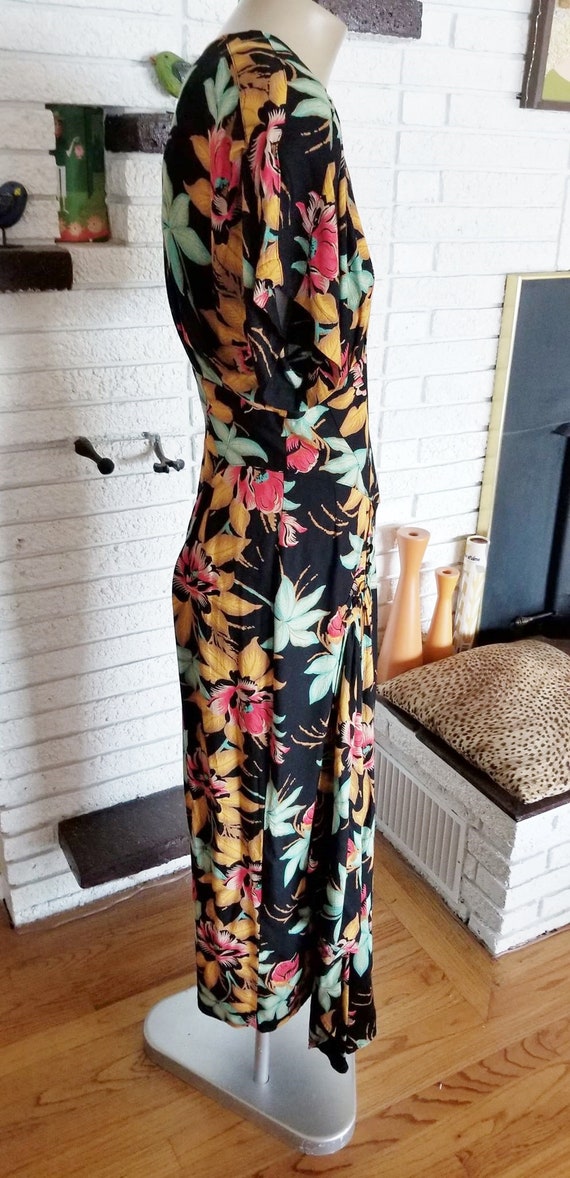 Retro Rayon Tropical Party Gown!! size 14 - image 7