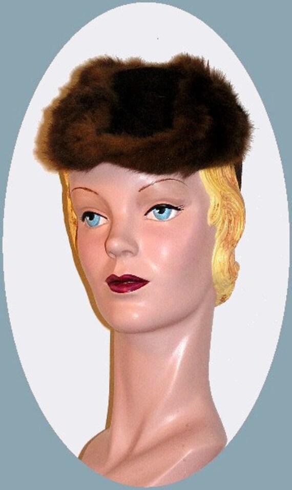 1940s Brown Felt and Fur Suit Hat!