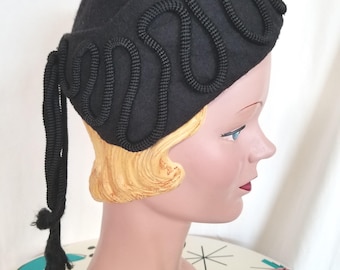 1940's Black Wool Dress/Suit Hat!!